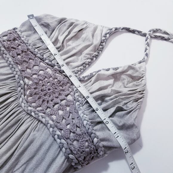 Sky Gray Braided Detail Empire Waist Halter Maxi Dress - Picture 5 of 13